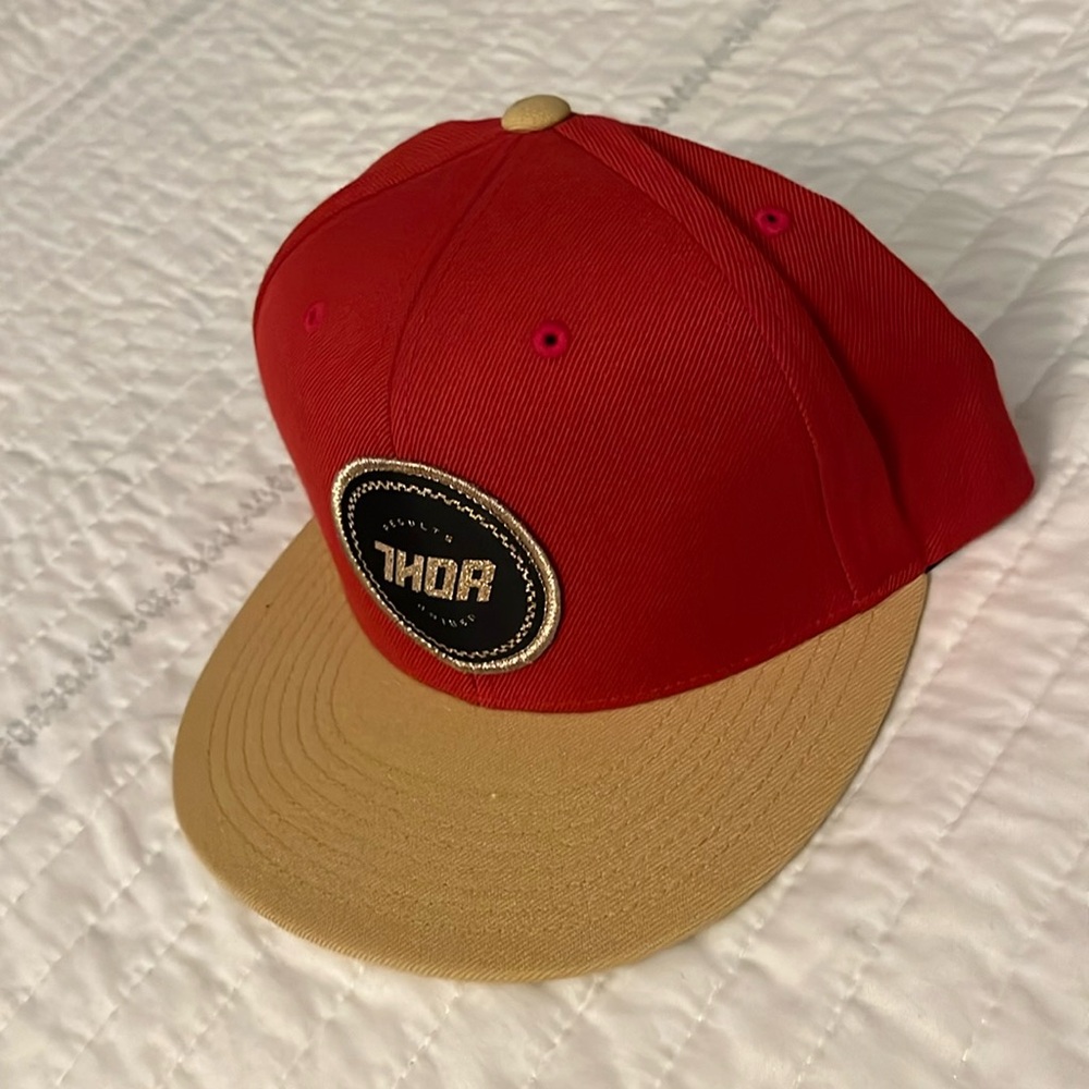 Red/tan Thor Motocross snap back hat